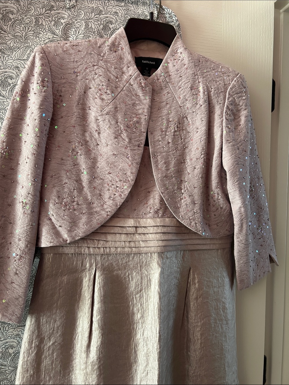 R&M Richards Light Pink Embellished  dress with jacket